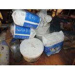 A MIXED QUANTITY OF ITEMS TO INCLUDE EMULSION, BOXED SACK TRUCKS, TARPAULIN ETC