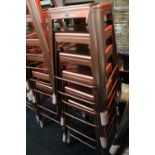A SET OF SIX INDUSTRIAL METAL TALL STOOLS WITH BACKS (6)