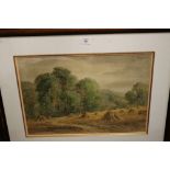 W. RAMSEY. A late 19th / early 20th century British school wooded landscape with corn stooks and