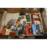 BOX OF DIE CAST VEHICLES TO INCLUDE DINKY, MATCHBOX ETC