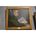 LOUISA EDWARDS. Early 20th century British school, a study of a seated gentleman with book 'The