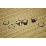 SIX VINTAGE SILVER RINGS