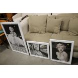 THREE MODERN FRAMED AND GLAZED MARILYN MONROE PRINTS (ONE A/F)