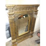 A MODERN GILT OVERMANTEL / WALL MIRROR