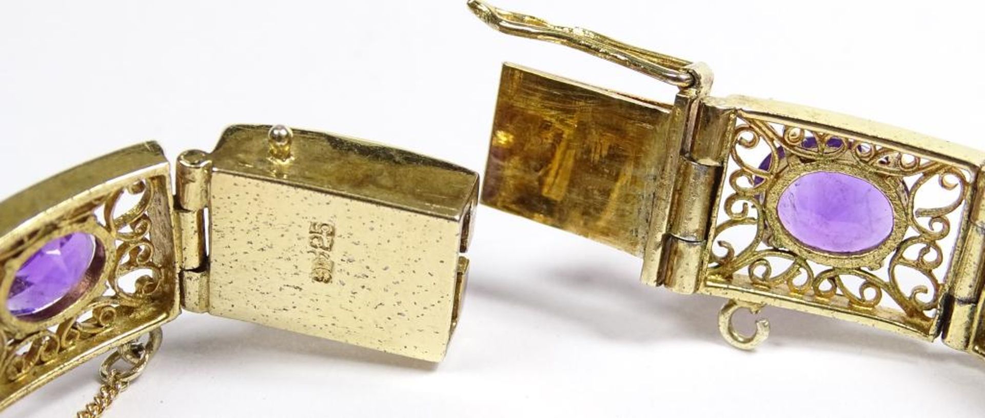 Amethyst Armband,925er Silber-vergoldet,L-17,5cm,b-11,3mm, 23,4gr. - Bild 5 aus 6