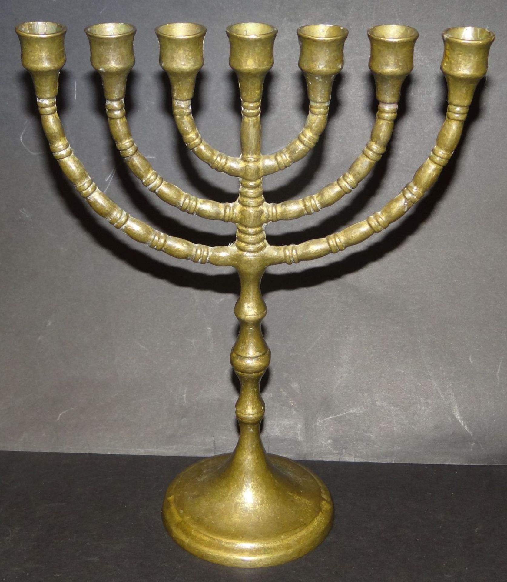 Bronze-Menora-Leuchter, H-24 cm, B-18 cm - Bild 2 aus 4