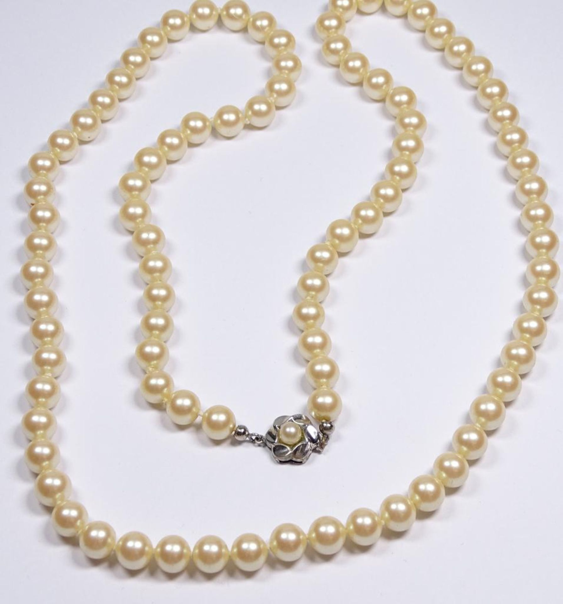 Perlen Kette mit 835er Schließe,L-80cm,d-8,5m