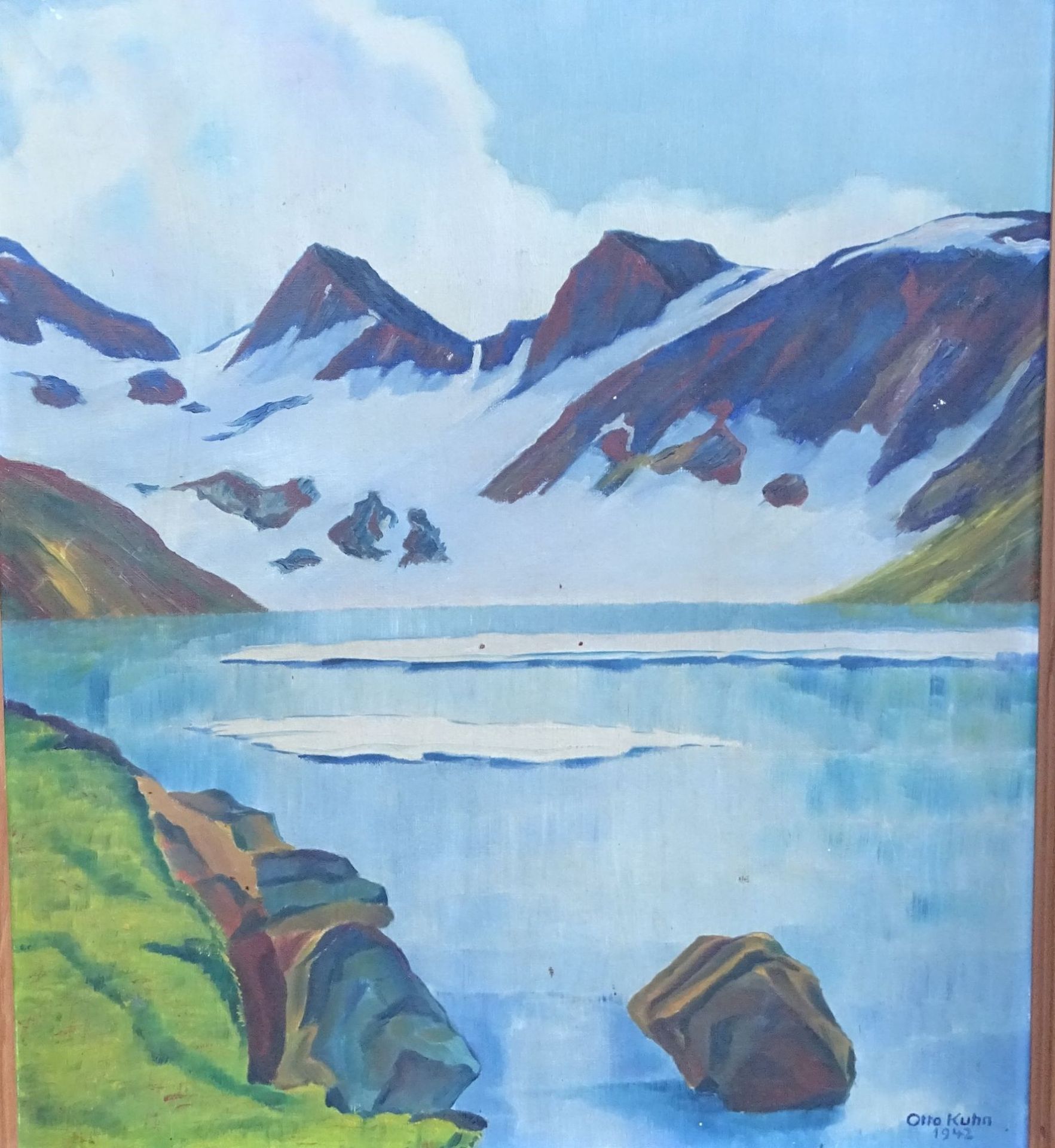 Otto KUHN (1918-1980), 1942 "Gletscher-See" Öl/Platte, gerahmt, RG 64x57 c