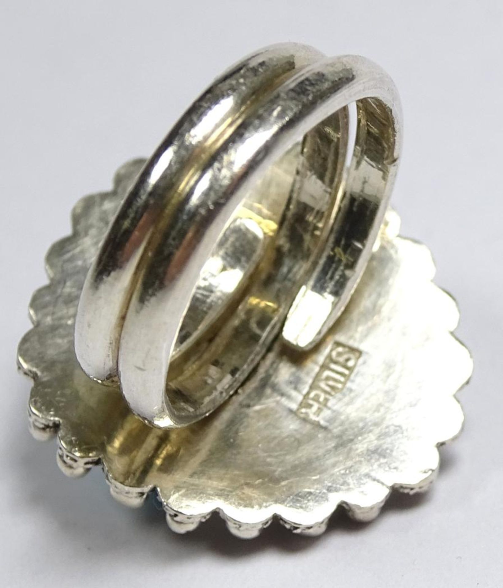 Ring,Silber, mit türkisen Stein, 11,4gr., RG 55 (verstellbar - Bild 3 aus 3