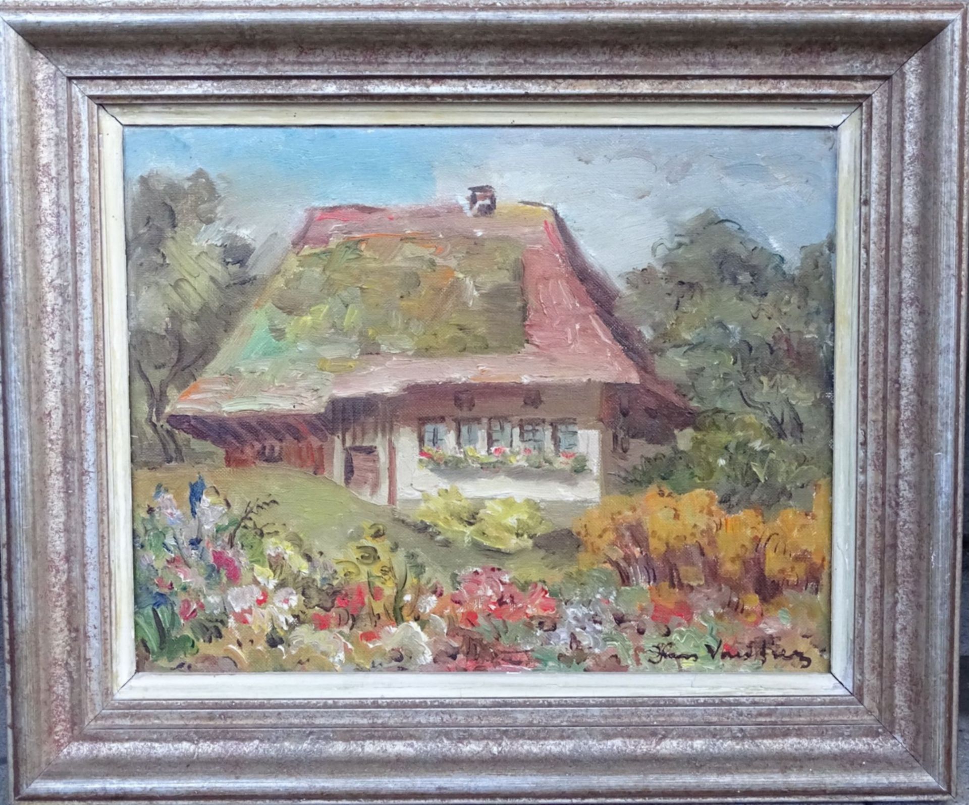 Hans VAUTIER (1891-1979) "altes Aargäuer Haus" Öl/Leinen, gerahmt, RG 37x47 - Bild 2 aus 6