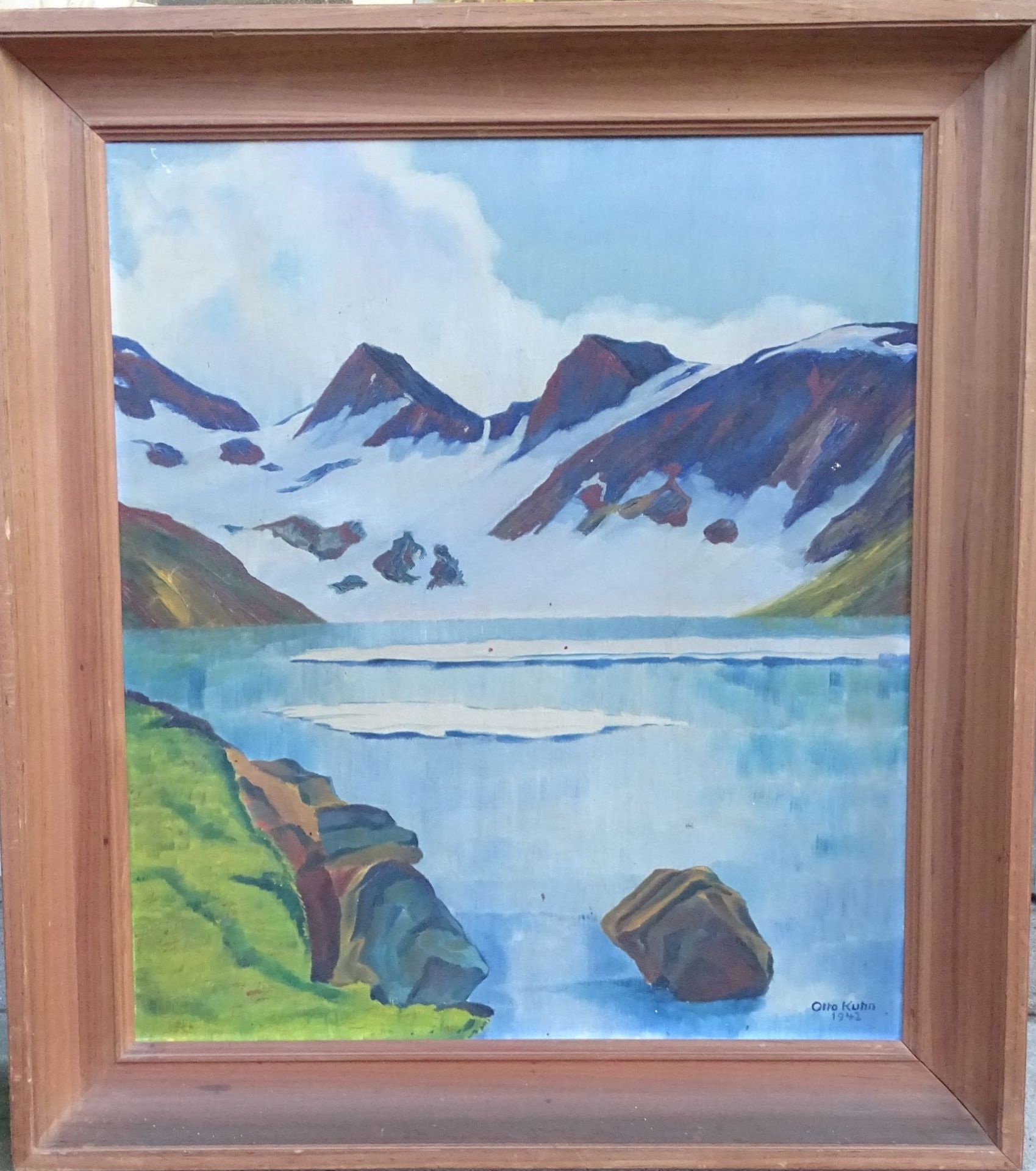 Otto KUHN (1918-1980), 1942 "Gletscher-See" Öl/Platte, gerahmt, RG 64x57 c - Bild 2 aus 4
