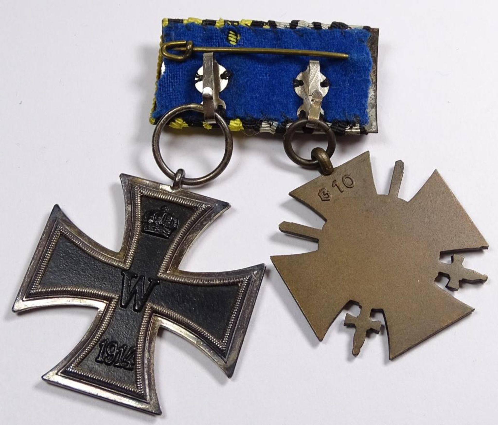 Ordensspange,Eisernes Kreuz 1.Wk,2.Klasse und Kriegsteilnehmerkreuz mit Schwertern - Bild 2 aus 3