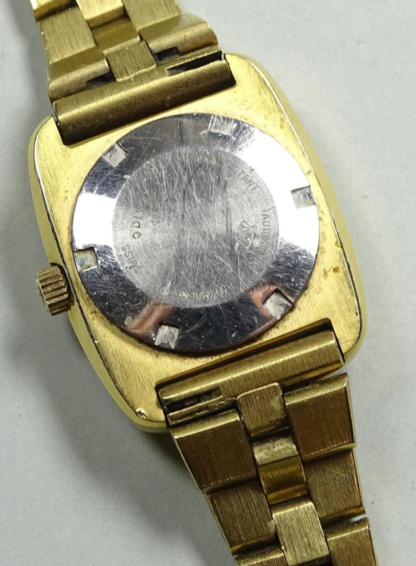 Seltene vintage Armbanduhr "Zodiac",Astrographic,automatic,Werk läuft,vergoldet,Gehäuse 33,6x27 - Bild 3 aus 4