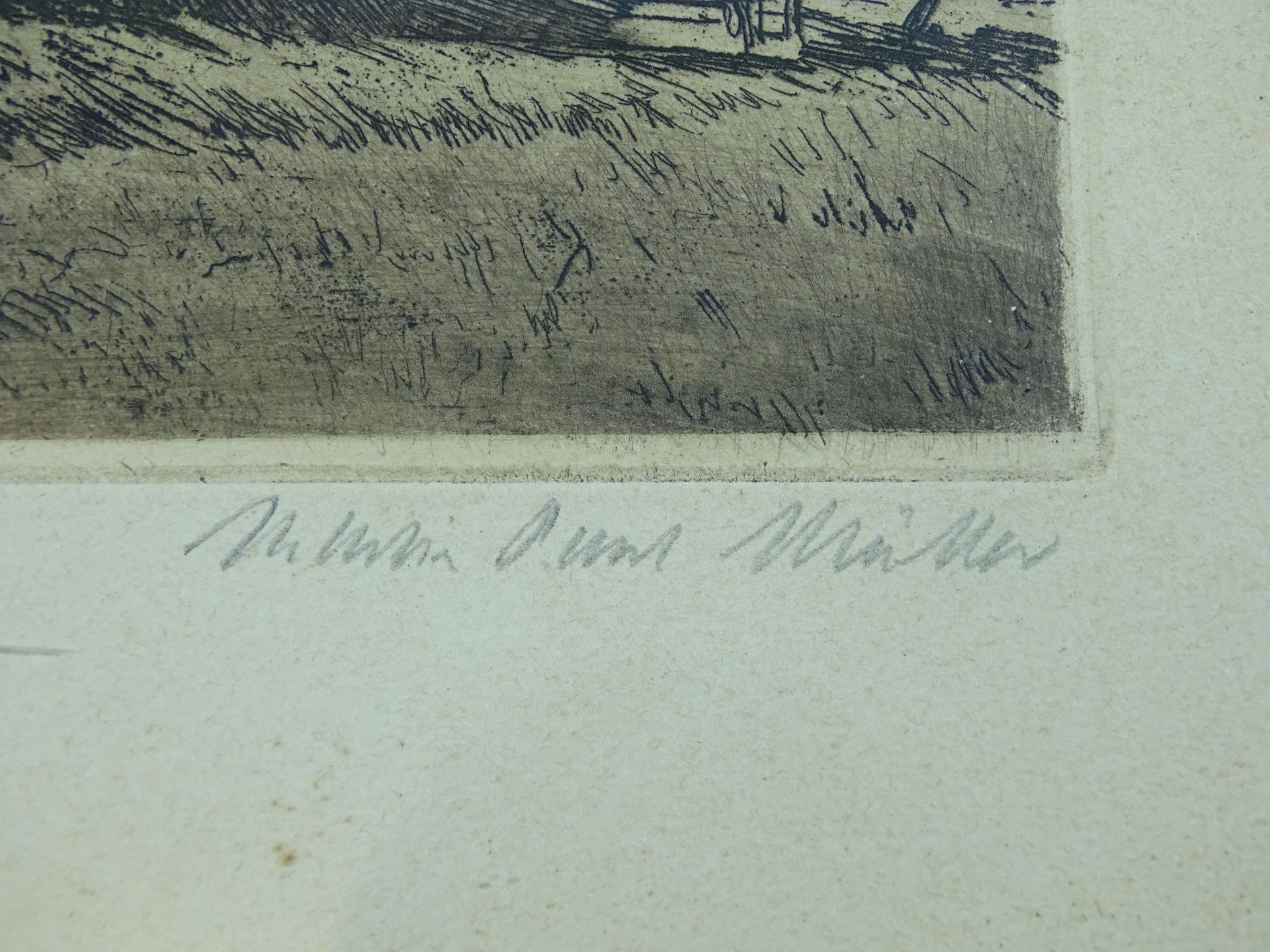 Martin Paul MÜLLER (1874-1936) "einsames Bauernhaus", ger/Glas, RG 21x24 c - Bild 3 aus 3