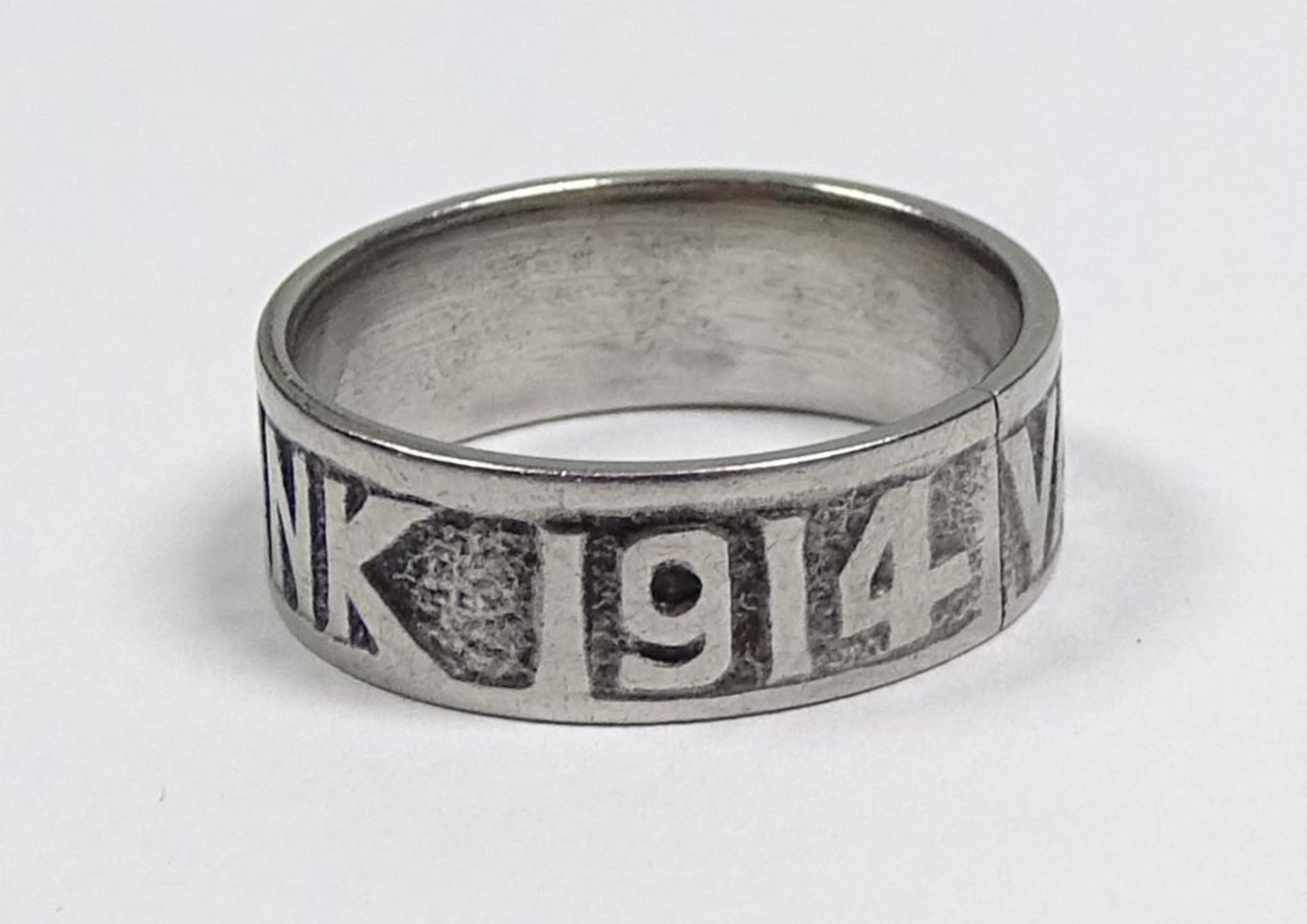 Ring, "Vaterlandsdank 1914",versilbert,wohl Zinn,,Sammleranfertigung,RG 54 - Bild 3 aus 4