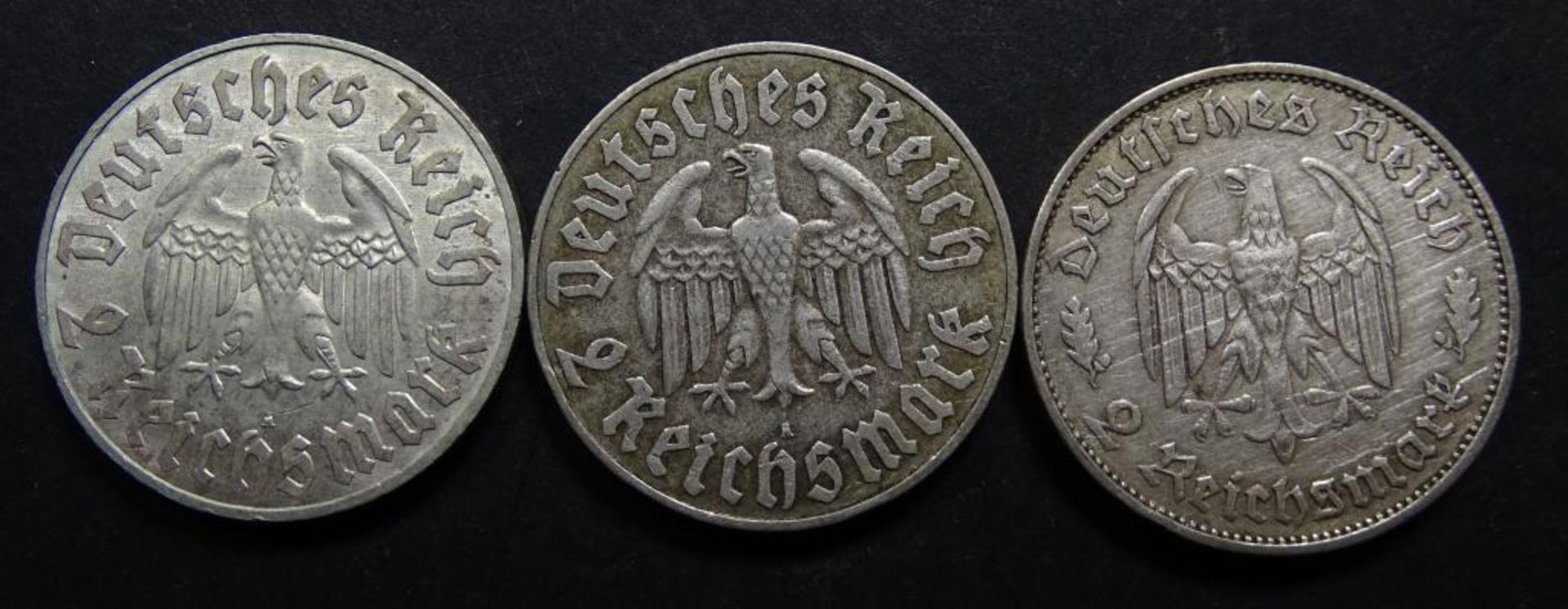3x 2 Reichspfennig, Martin Luther,Schiller,vz