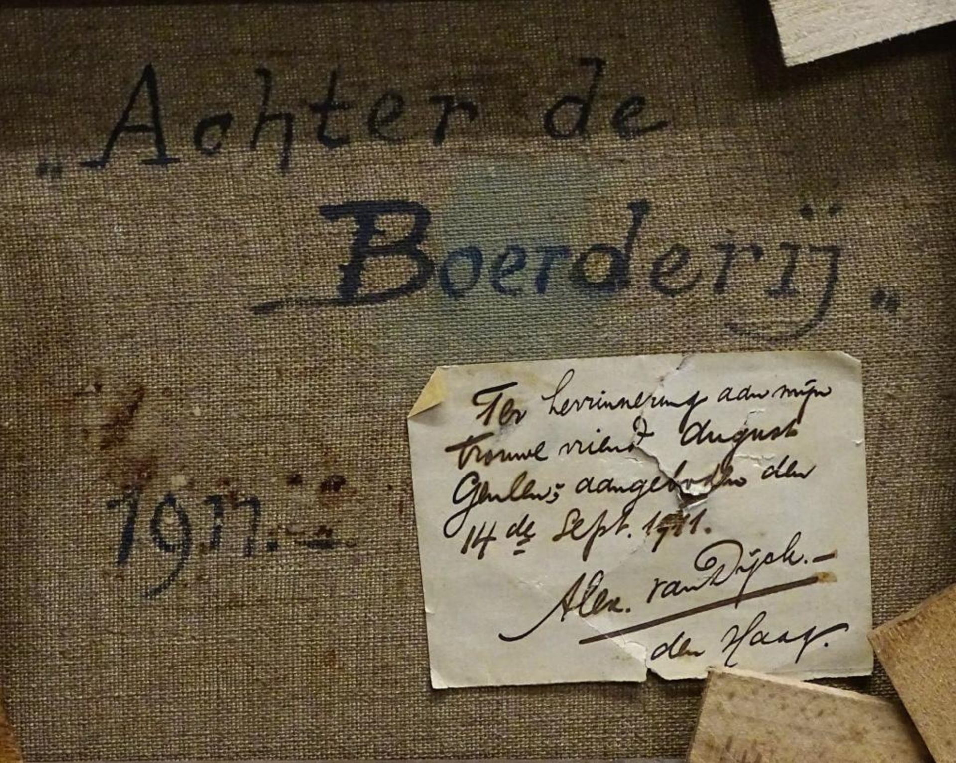 Wilhelm Alexander Van Dijck,"Achter de Boerderij",Öl/Leinen,sign.Rückseite betitelt,alt gerahmt,RG - Bild 8 aus 9