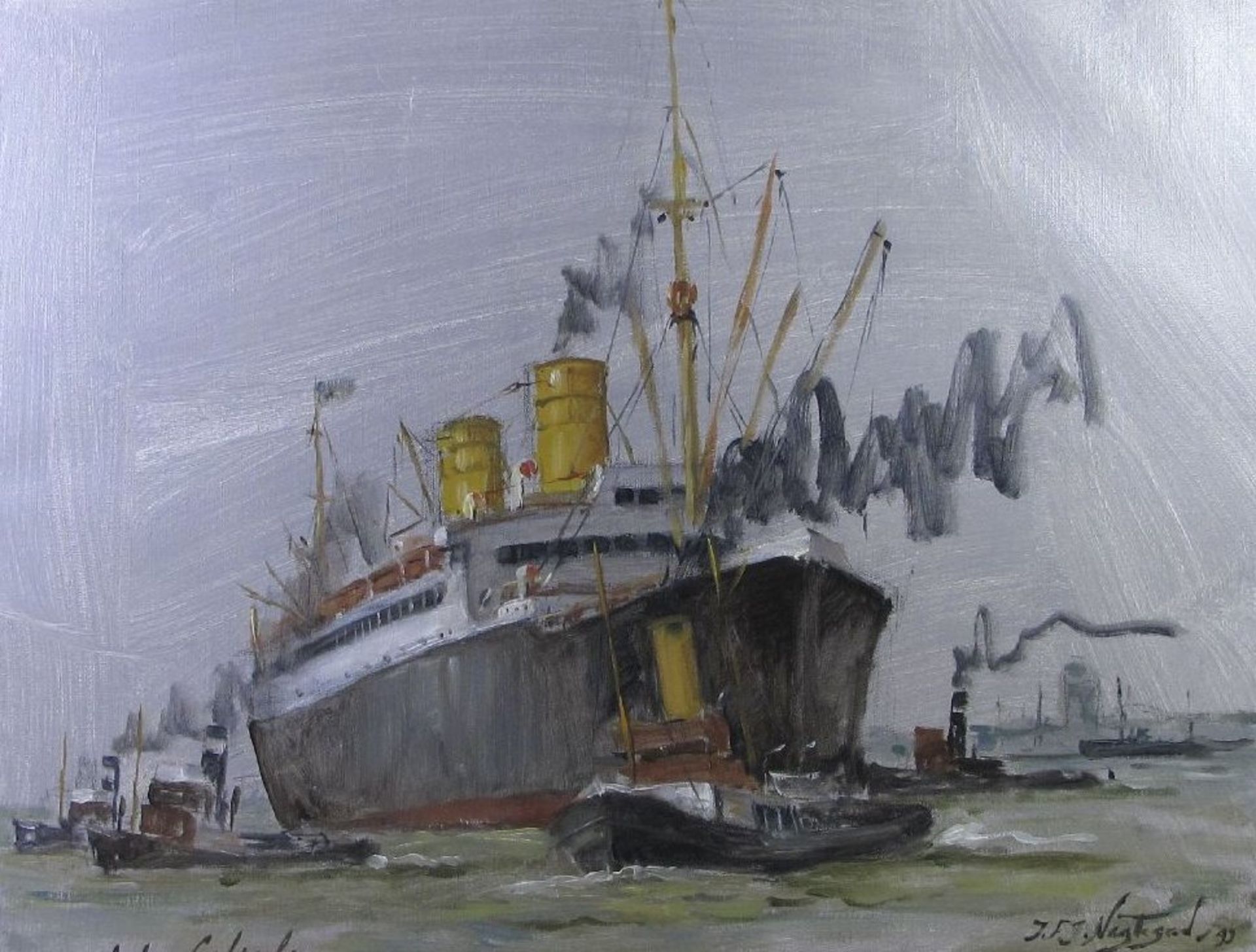 Frederik Johan NAGTEGAAL (1920-2000) "Dampfer Columbus", Öl/Leinwand, gut gerahmt, RG 47 x 57cm