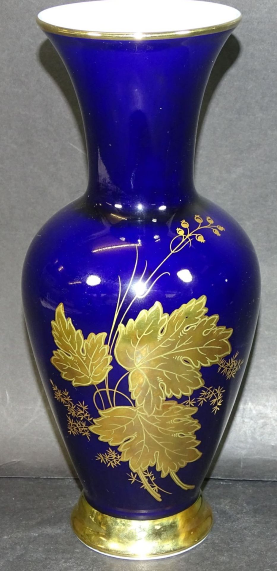 2x Vasen, 1x Deckelvase, alle kobalt/gold, H-von 17-23 cm - Bild 4 aus 8