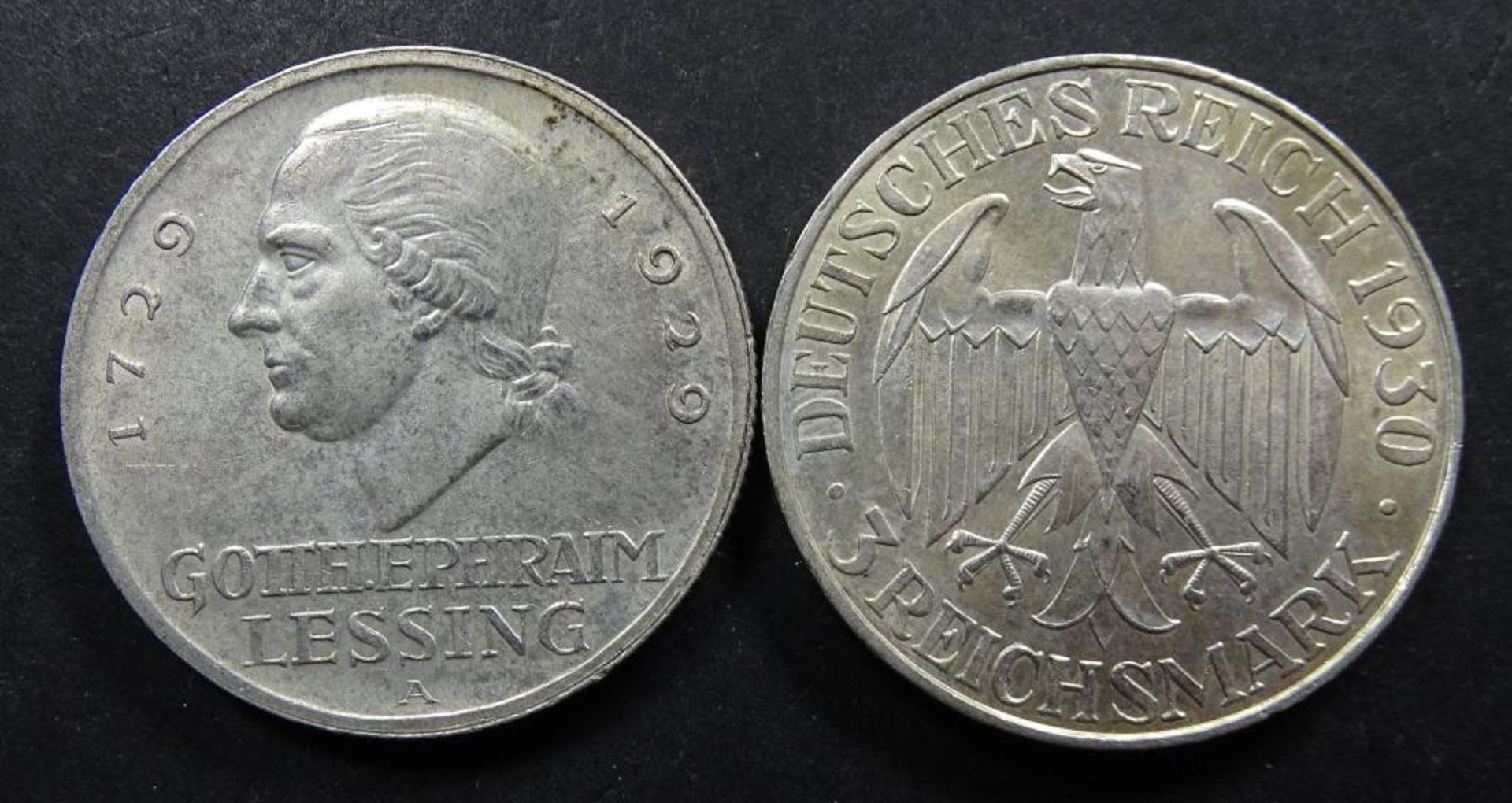 2x 3 Reichsmark,Zeppelin 1929Avz+Lessing 1929A,vz - Bild 2 aus 2