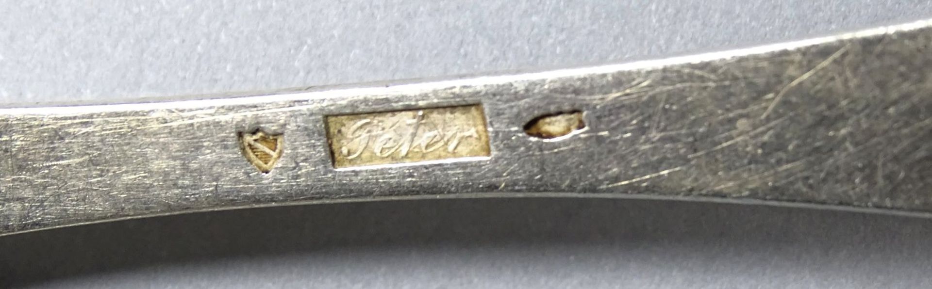 6x div. Silberlöffel, 1 Silber-Gabel, , alle 18 bis 19.Jhd, zusammen 335 gr - Bild 8 aus 10