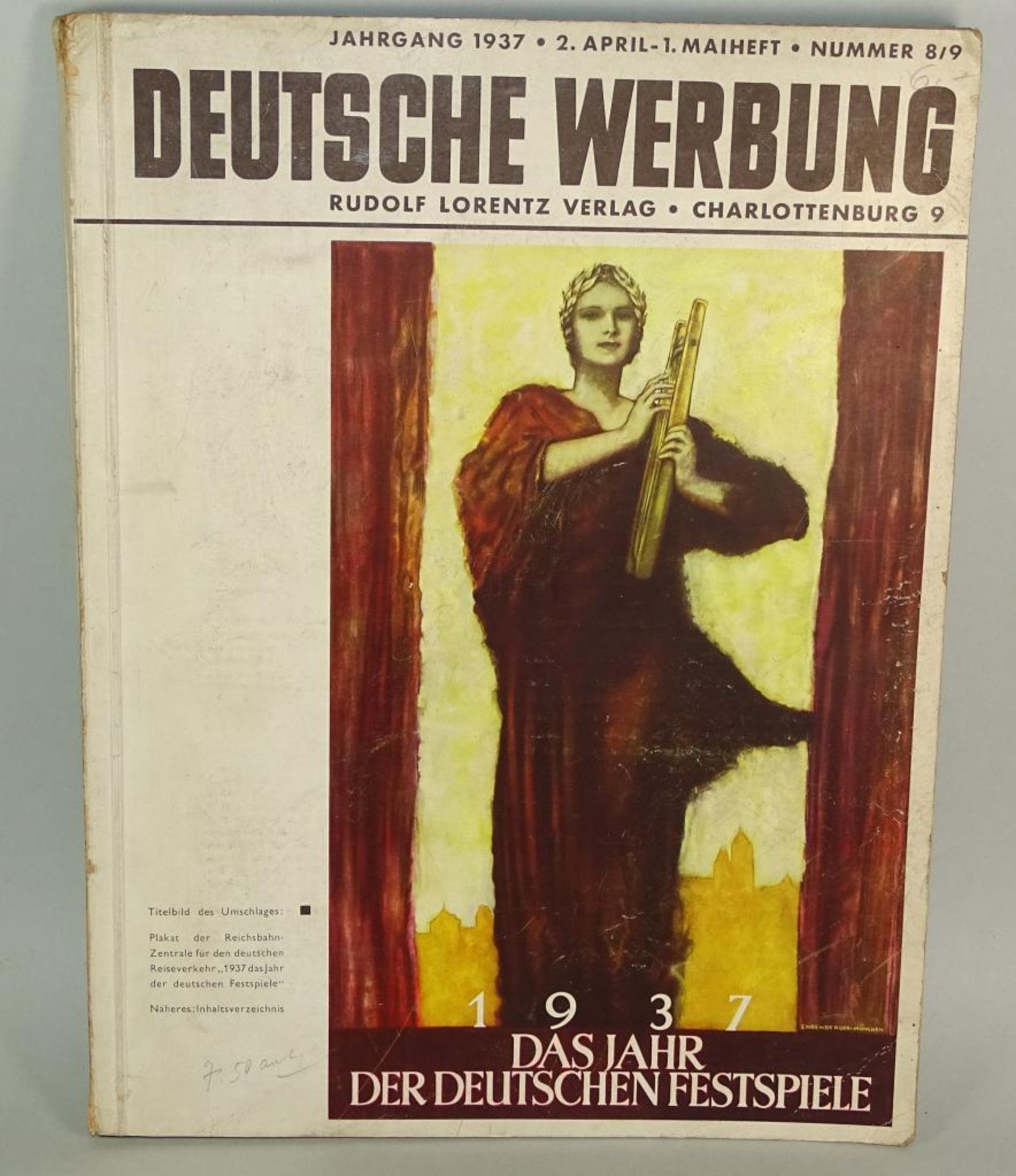 Deutsche Werbung, 2. April-1.Mai Heft, Jahrgang 1937, Rückseite eingerissen, Alters-u.