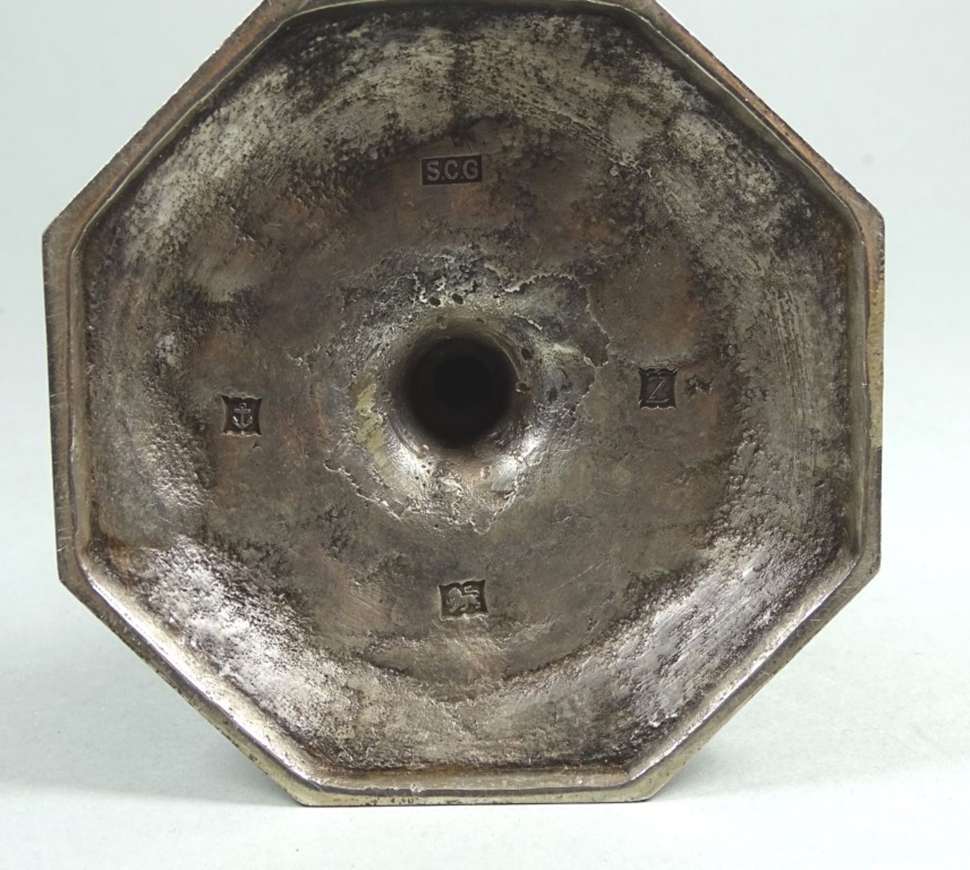 Kerzenleuchter England, Silber, 418,46 gr., H- 16 cm, Alters-u. Gebrauchsspuren - Bild 2 aus 3