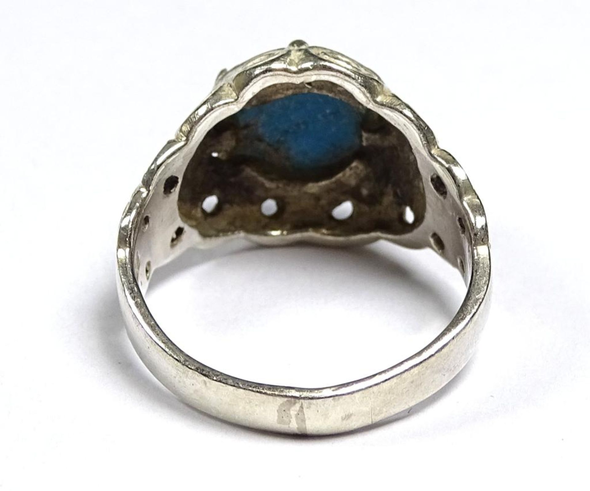 Ring, 925er Silber,seitlich Schmetterlingsmotive,blauer Stein Besatz-dieser geklebt,4,9gr., RG 57 - Bild 3 aus 3