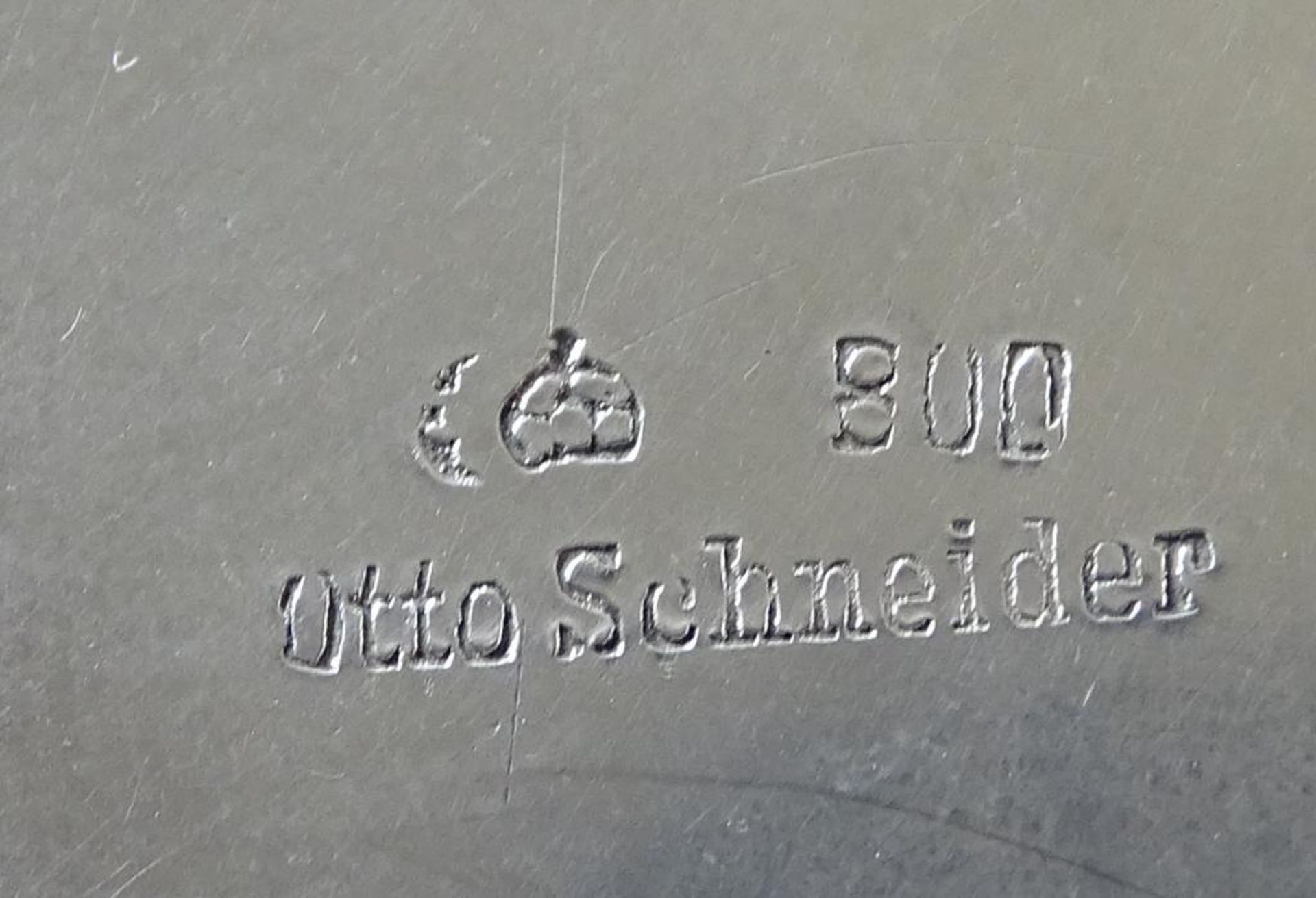 Große runde Platte,800er Silber,Otto Schneider, 930gr.,d-36,5cm,mit Adelswappen,guter Zustan - Bild 5 aus 5
