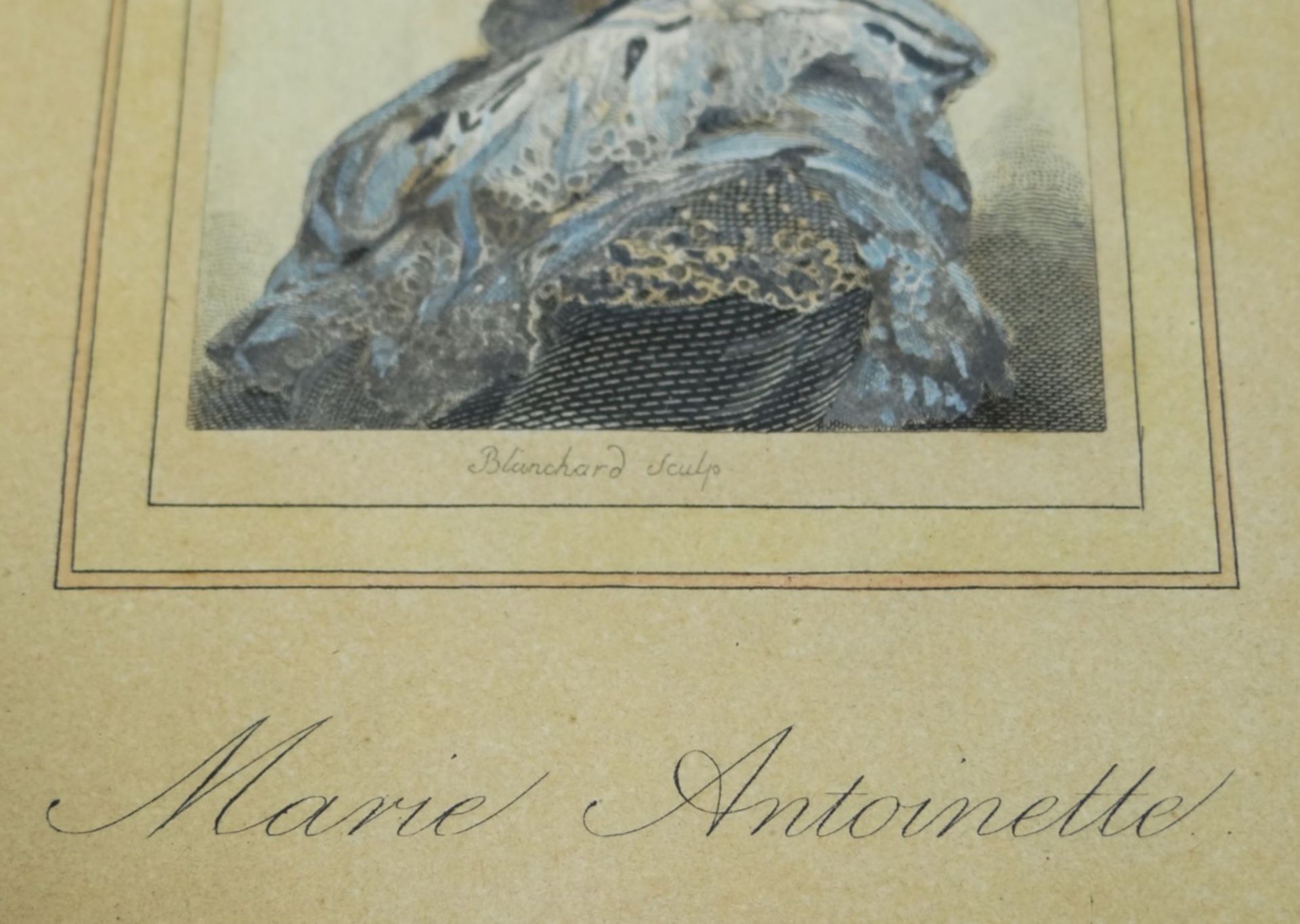 kl. Lithografie um 1840 "Marie Antoinette", alt ger/Glas, RG 19x15 cm - Bild 3 aus 3