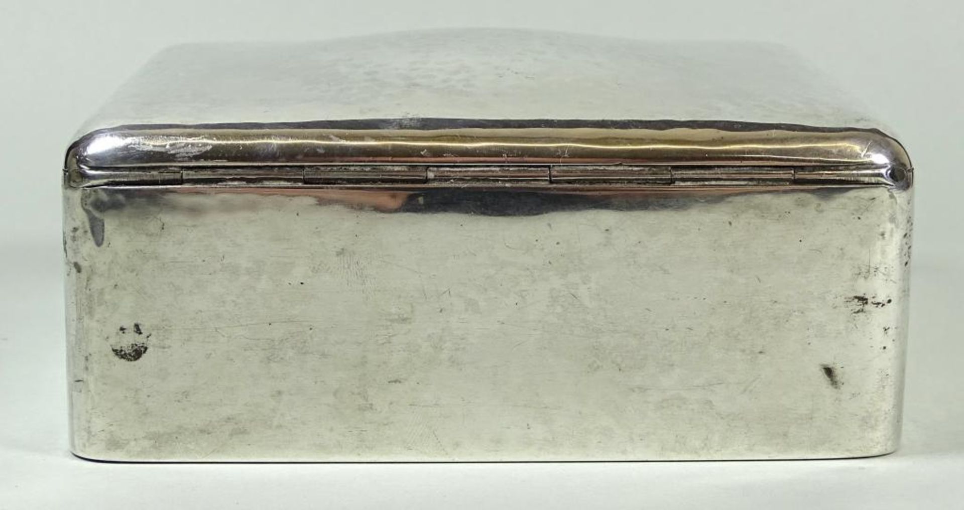 Zigaretten Dose von Evald Nielsen Dänemark,1927,330gr.,Hammerschlagdekor,H-4,5cm,11,5x9,2cm,1x Delle - Bild 6 aus 8