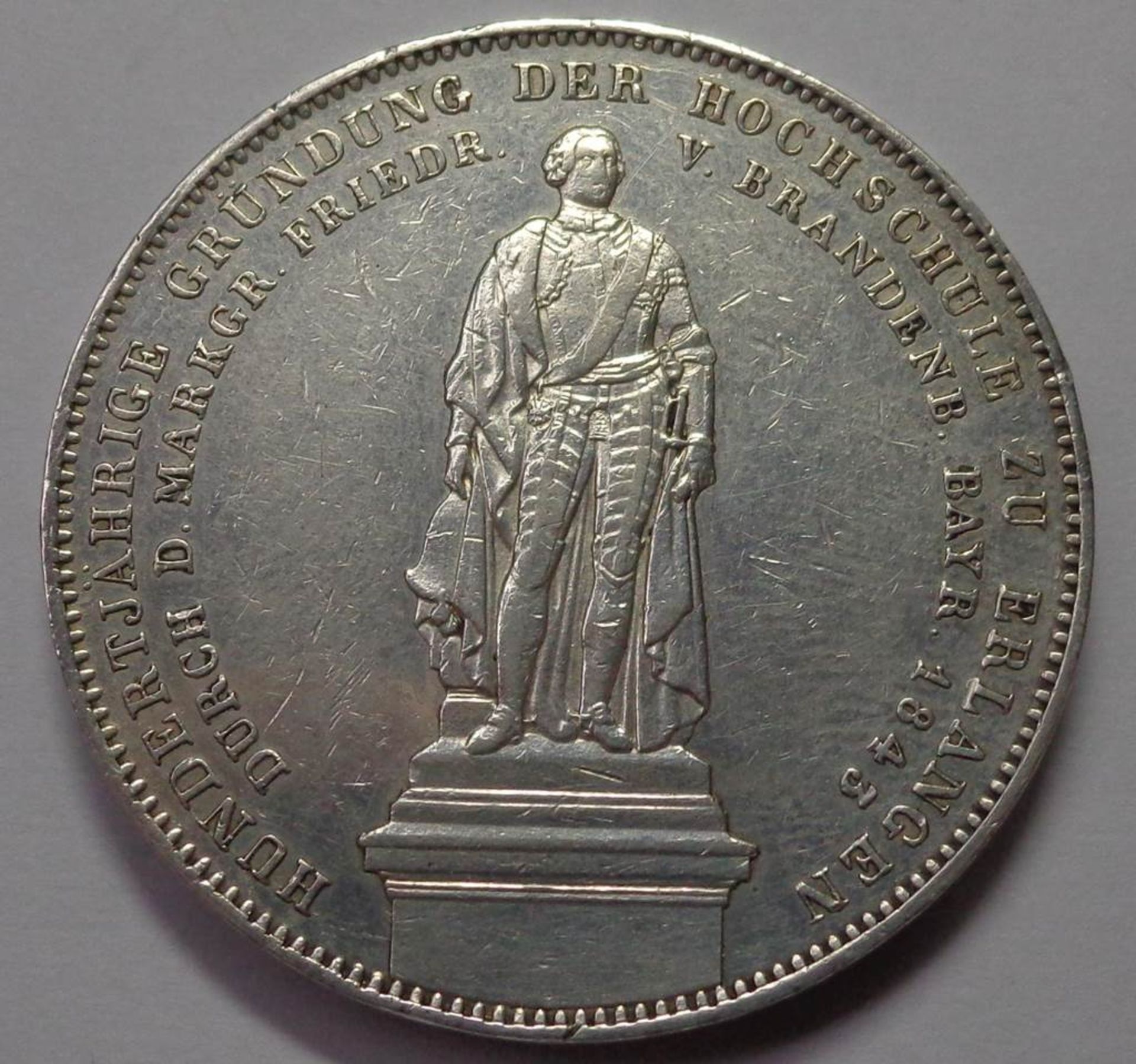 Medaille, Jubiläum Hochschule Erlangen, Ludwig I. König v. Bayern, 1843 vz., 37,03 g - Bild 2 aus 2