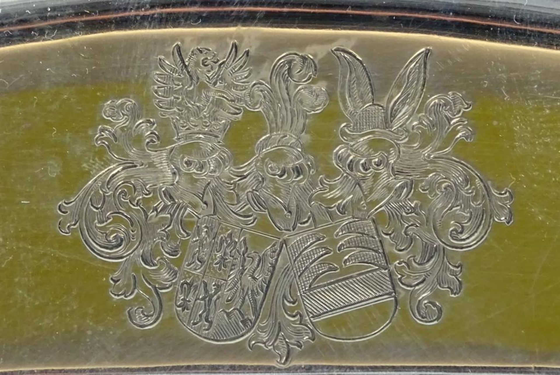 Große Platte mit Adelswappen,800er Silber,Otto Schneider,1436gr.,55 x 35cm,guter Zustan - Bild 2 aus 4