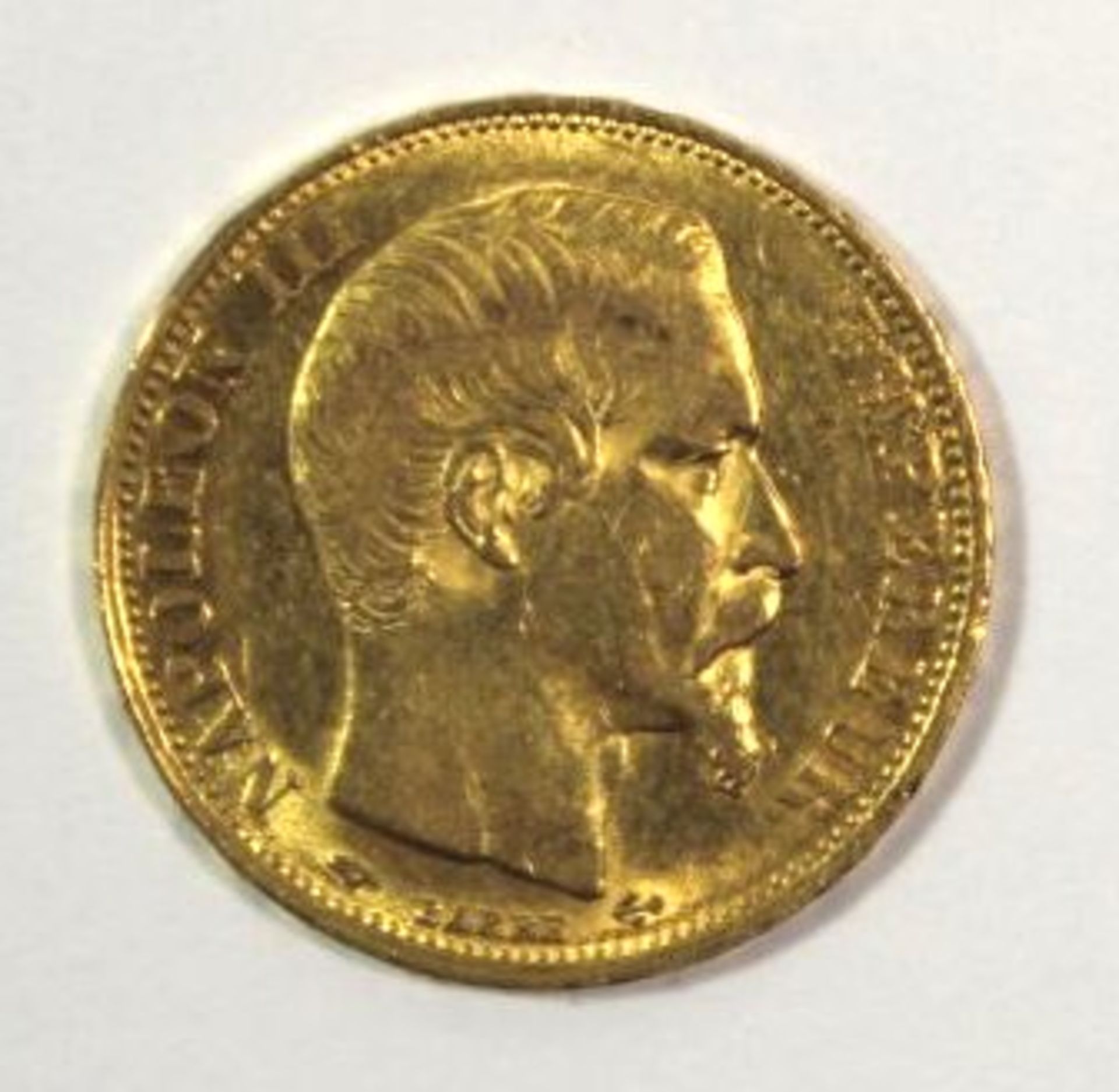 Frankreich - 20 Francs Napoleon III. A 1860, Gold, 6,4gr., D-2,1cm.