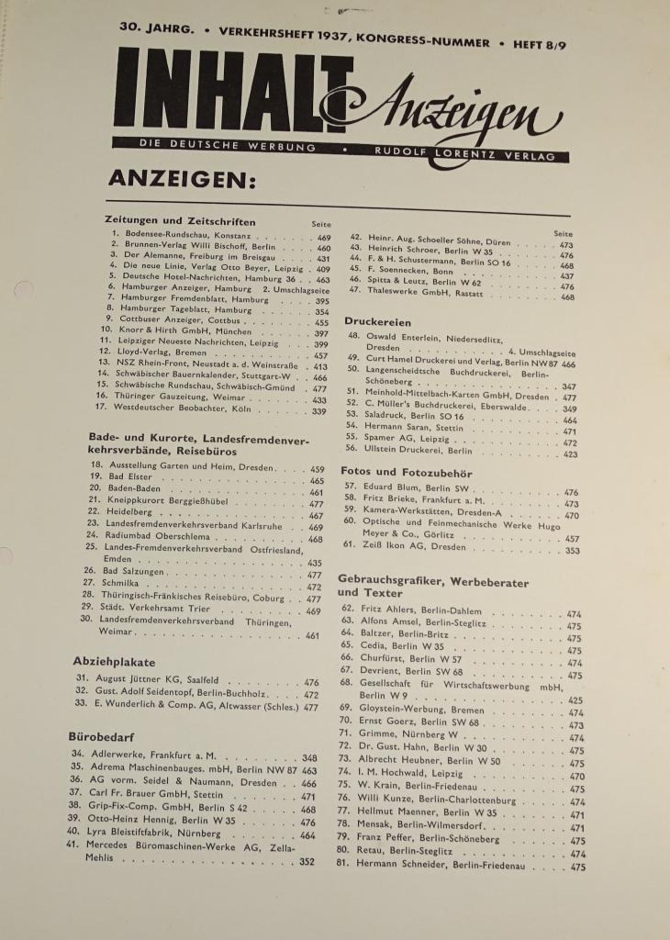 Deutsche Werbung, 2. April-1.Mai Heft, Jahrgang 1937, Rückseite eingerissen, Alters-u. - Bild 2 aus 6