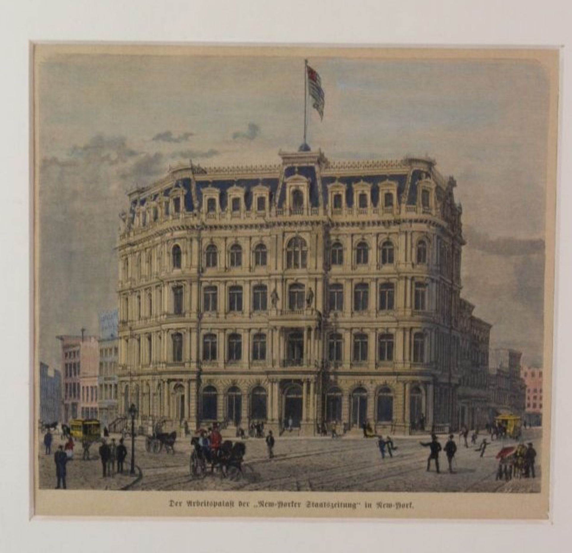 Stich, Zeitungsgebäude in New York, ger./Glas, RG 36,5 x 34cm.