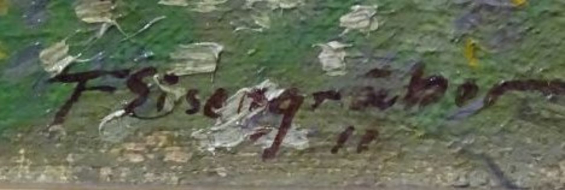 Felix EISENGRÄBER (1874-1940) "Gebirgshof vor Alpenmassiv", Öl/Leinwand, gerahmt, RG 58 x 73cm - Bild 2 aus 4