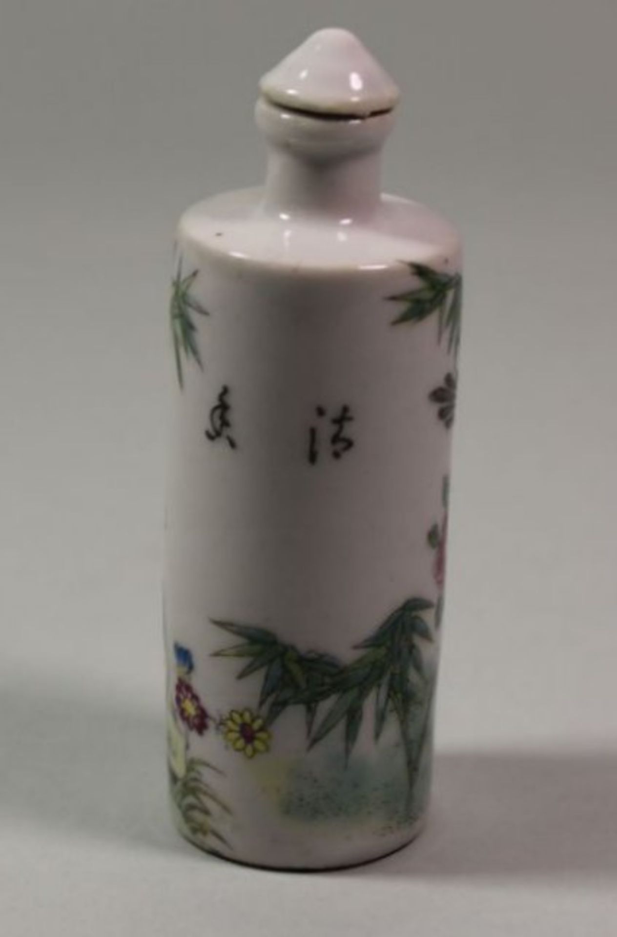 Snuffbottle, China, Porzellan, Vogel-u. Blumendekor, gemarkt, H-10cm. - Bild 3 aus 4