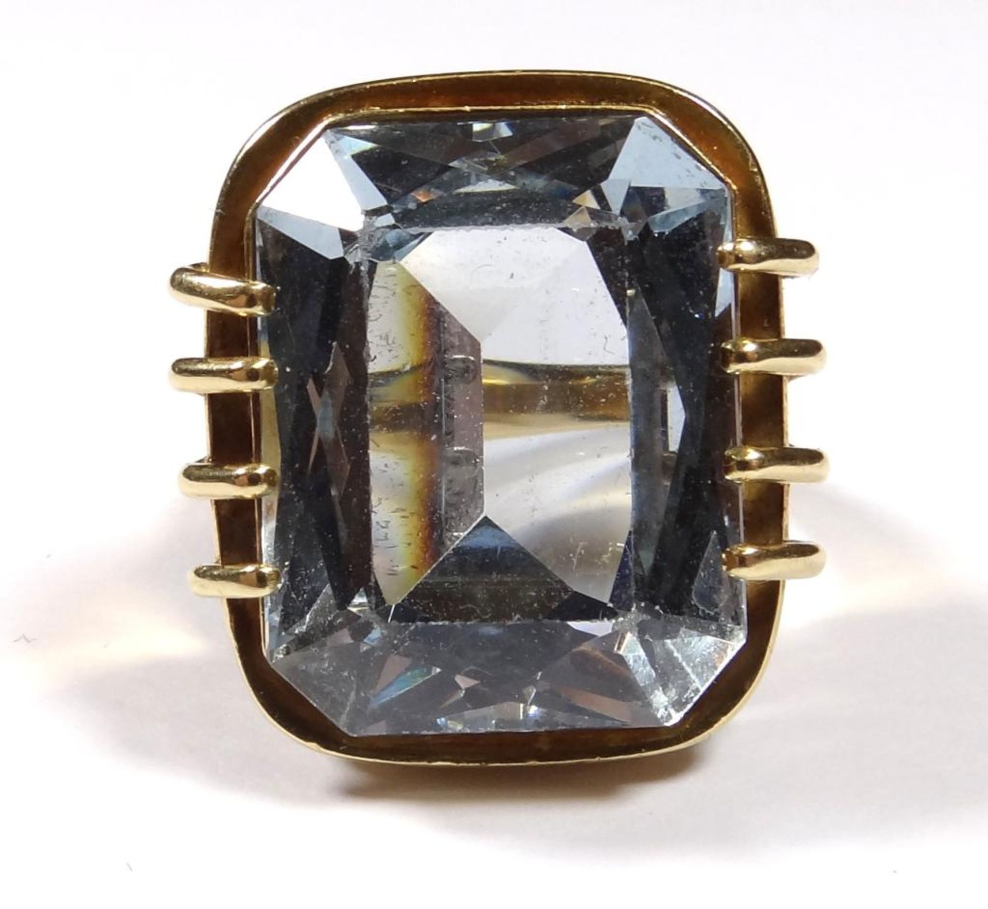 Goldring 585/000, mit einem facettierten hellblauen Stein,14,0gr., RG 54 - Bild 4 aus 4