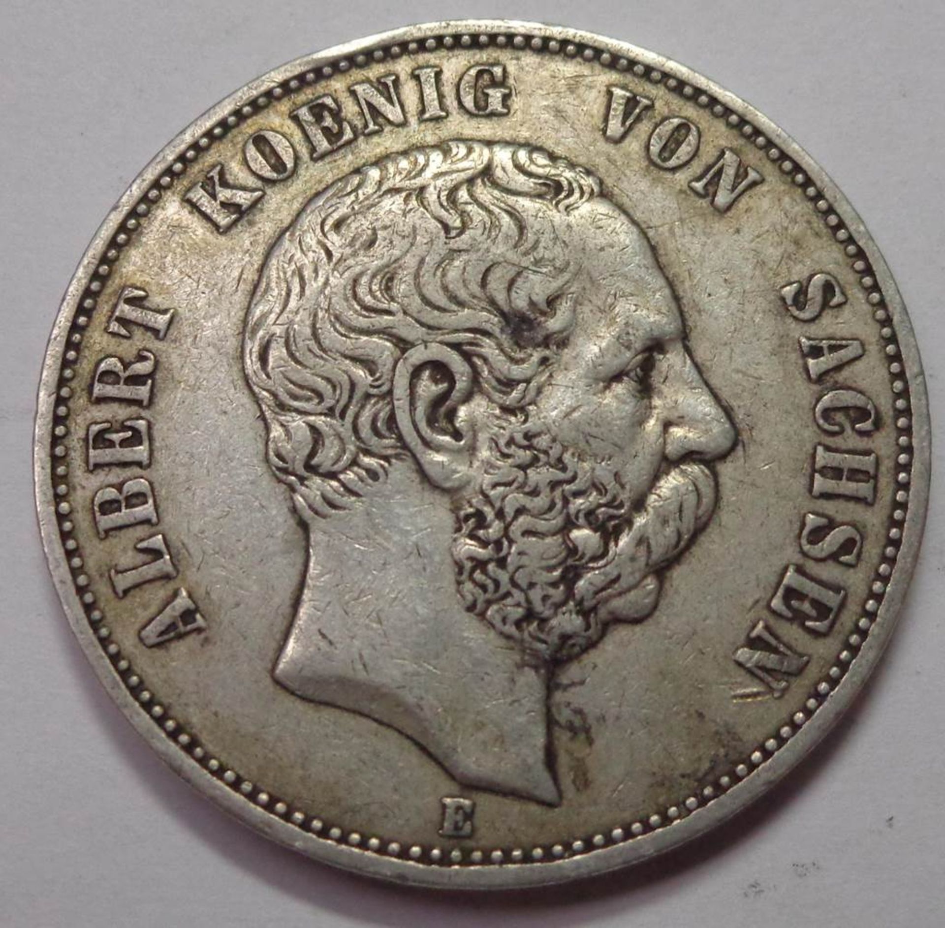 Fünf Mark, Deutsches Reich 1895 E, Albert König v. Sachsen, ss, 27,72 g