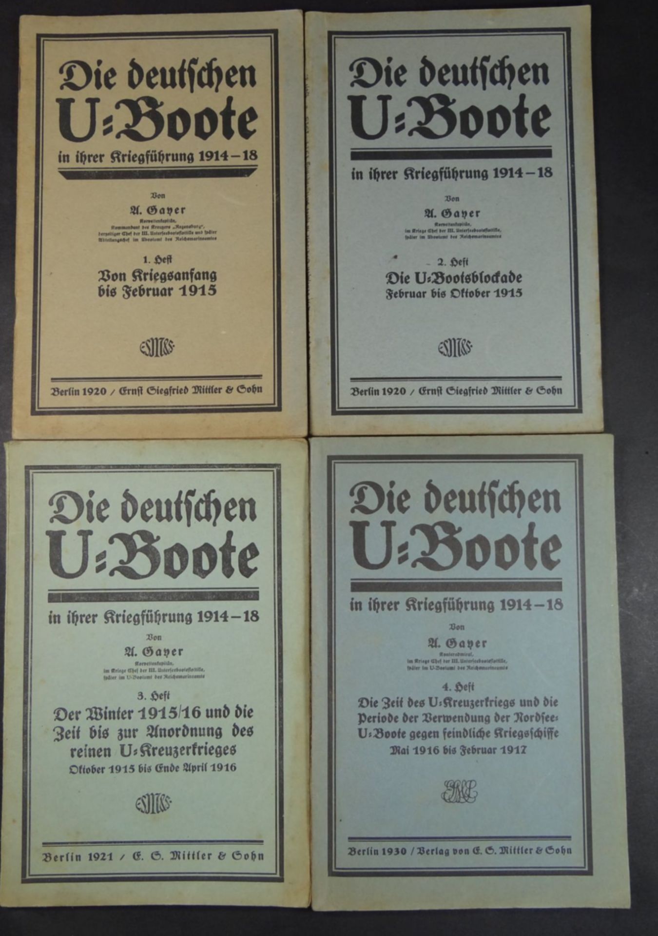 "Die deutschen U-Boote in ihrer Kriegsführung 1914-18" Heft 1-4, P