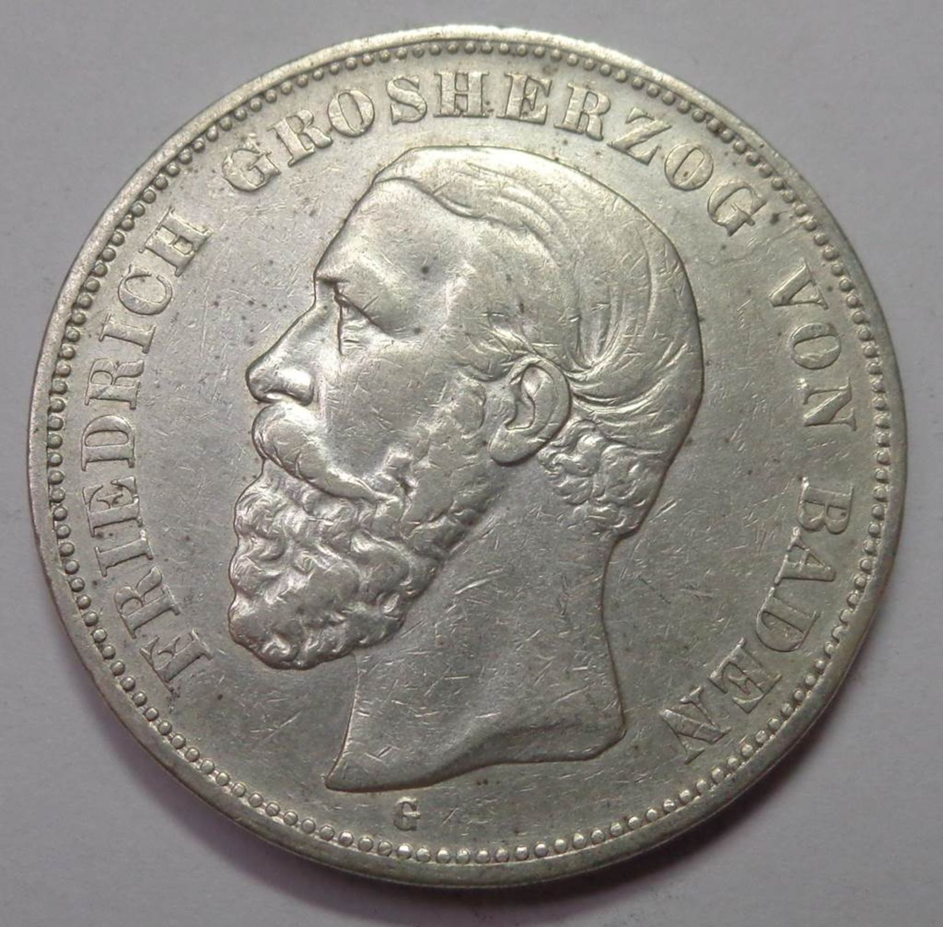 Fünf Mark, Deutsches Reich 1900 G, Friedrich Grosherzog v. Baden, vz., 27,58 gr