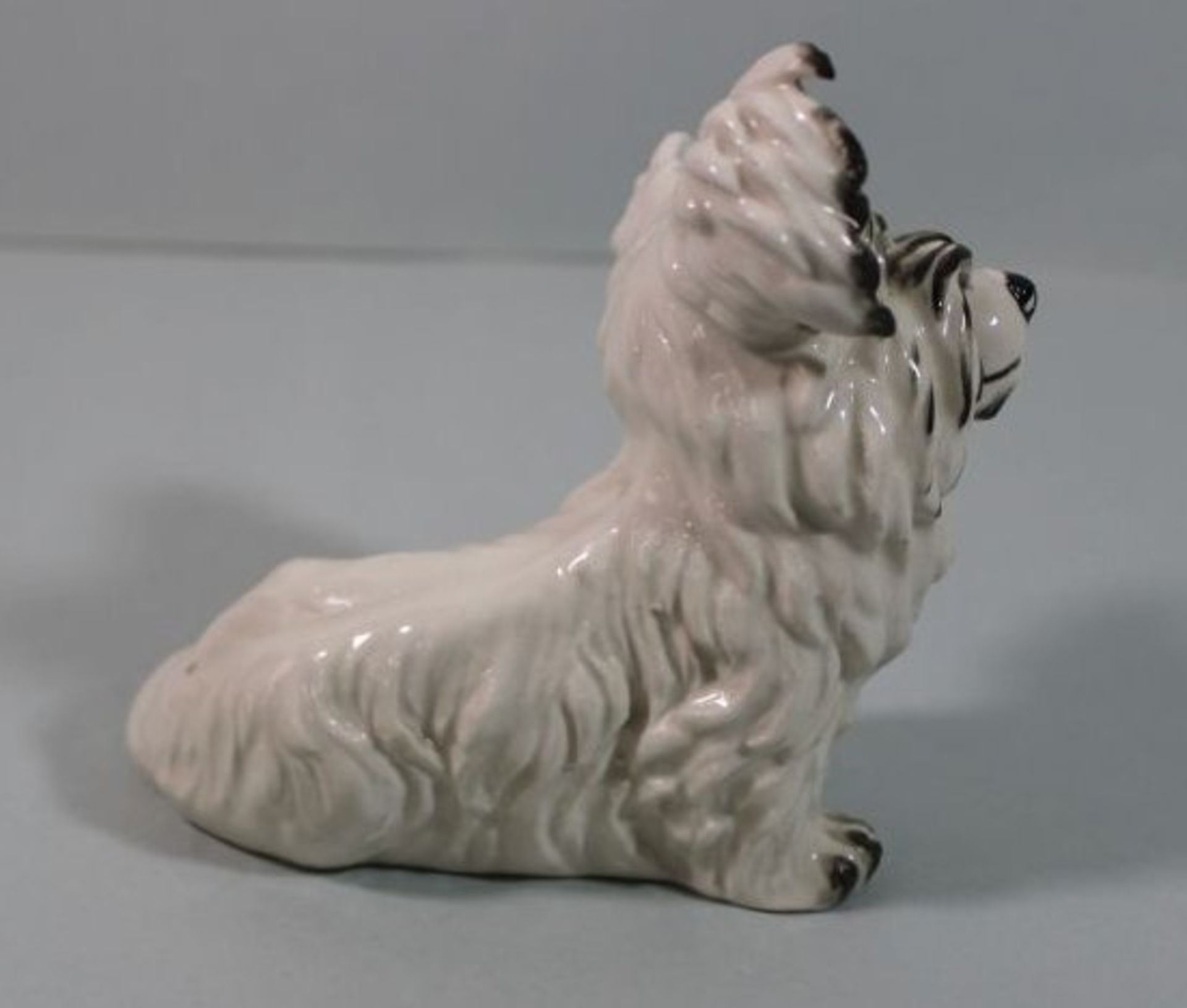 Hundefigur, Schierholz Plaue, um 1920, polychr. Bemalung in Unterglasurfarben, H-12cm. - Bild 2 aus 3