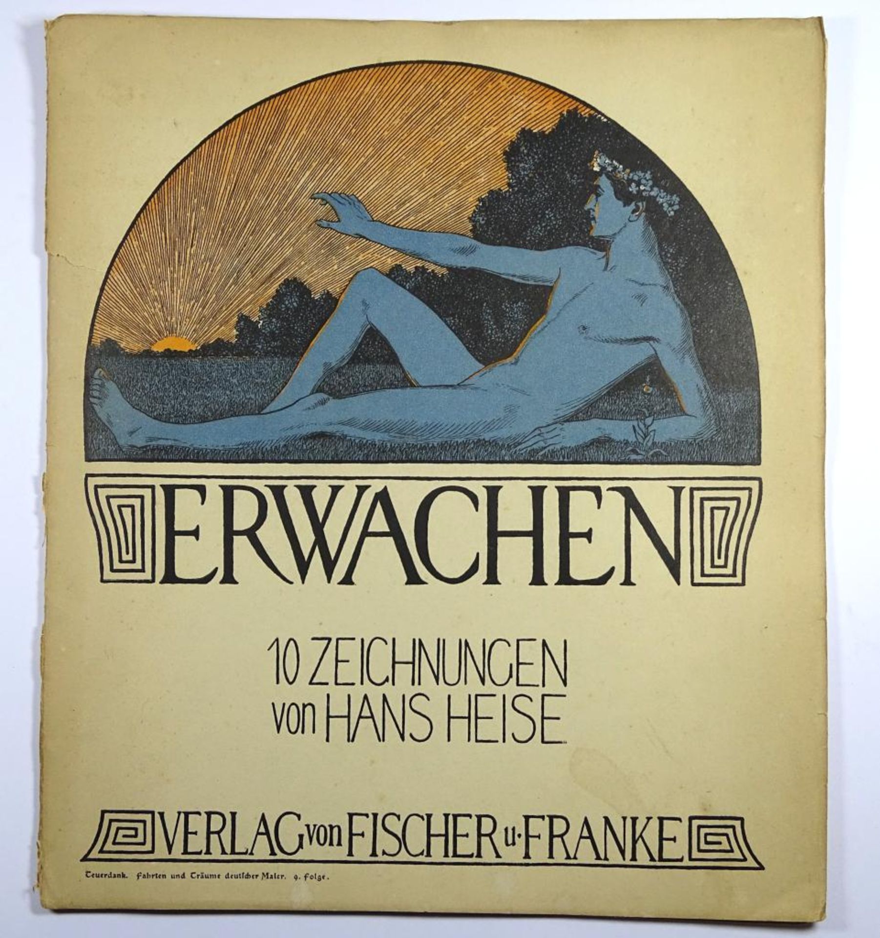 Mappe "Erwachen",10 Zeichnungen von Hans Heise, vollständig, je 33x28c