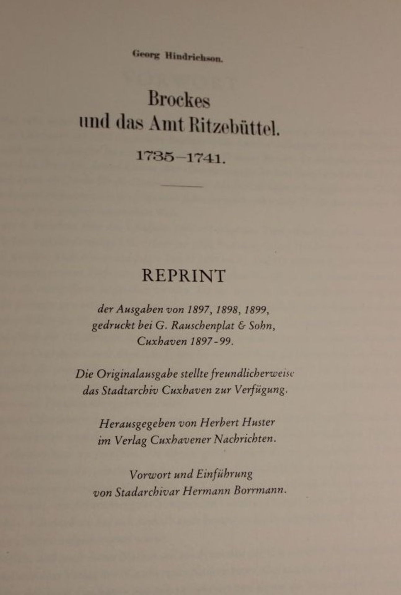 Brockes und das Amt Ritzebüttel, Reprint, 1982. - Bild 2 aus 2