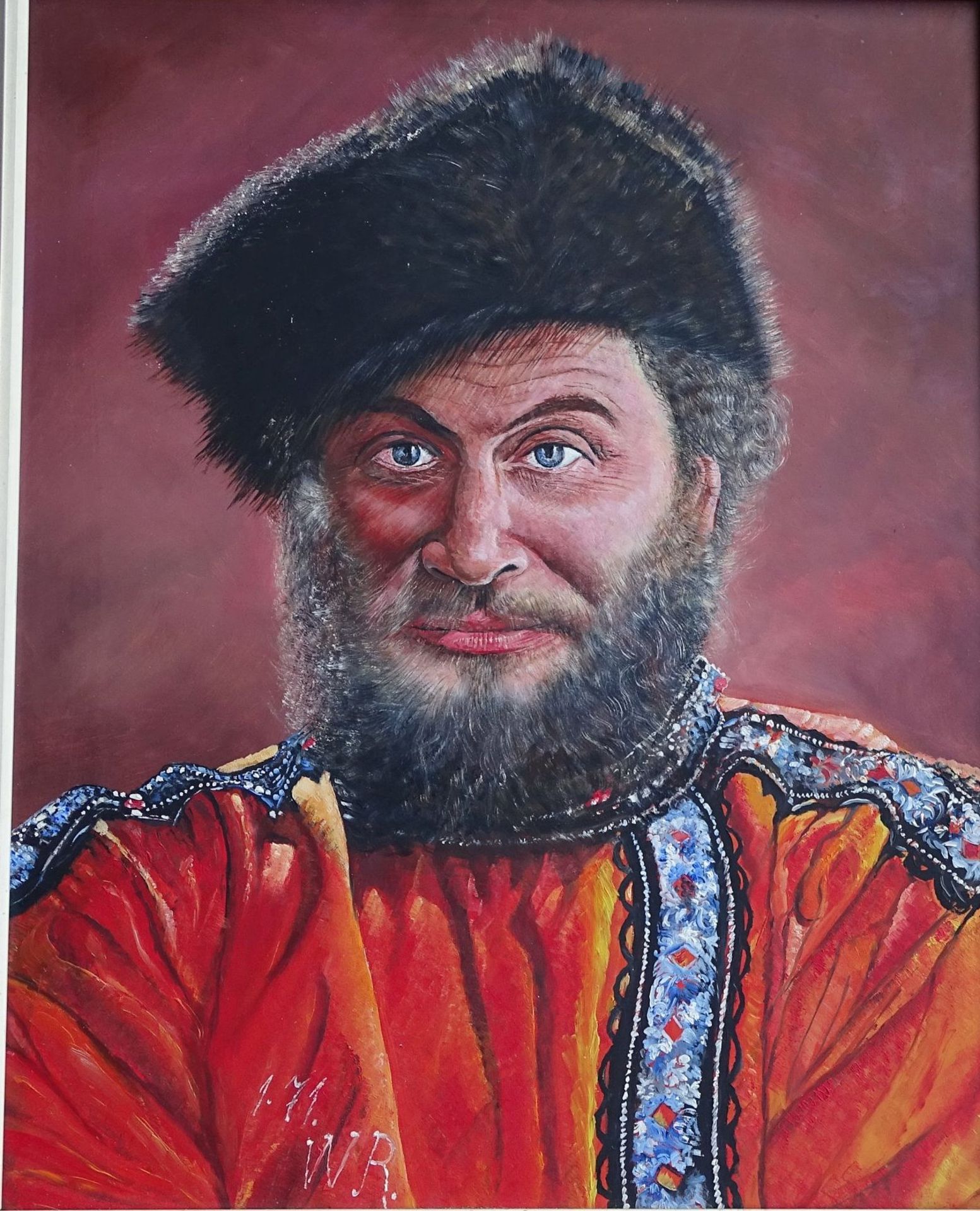 W.R., 1.71 "Portait Ivan Rebroff" Öl/Malfaser, gerahmt, 60x50 c