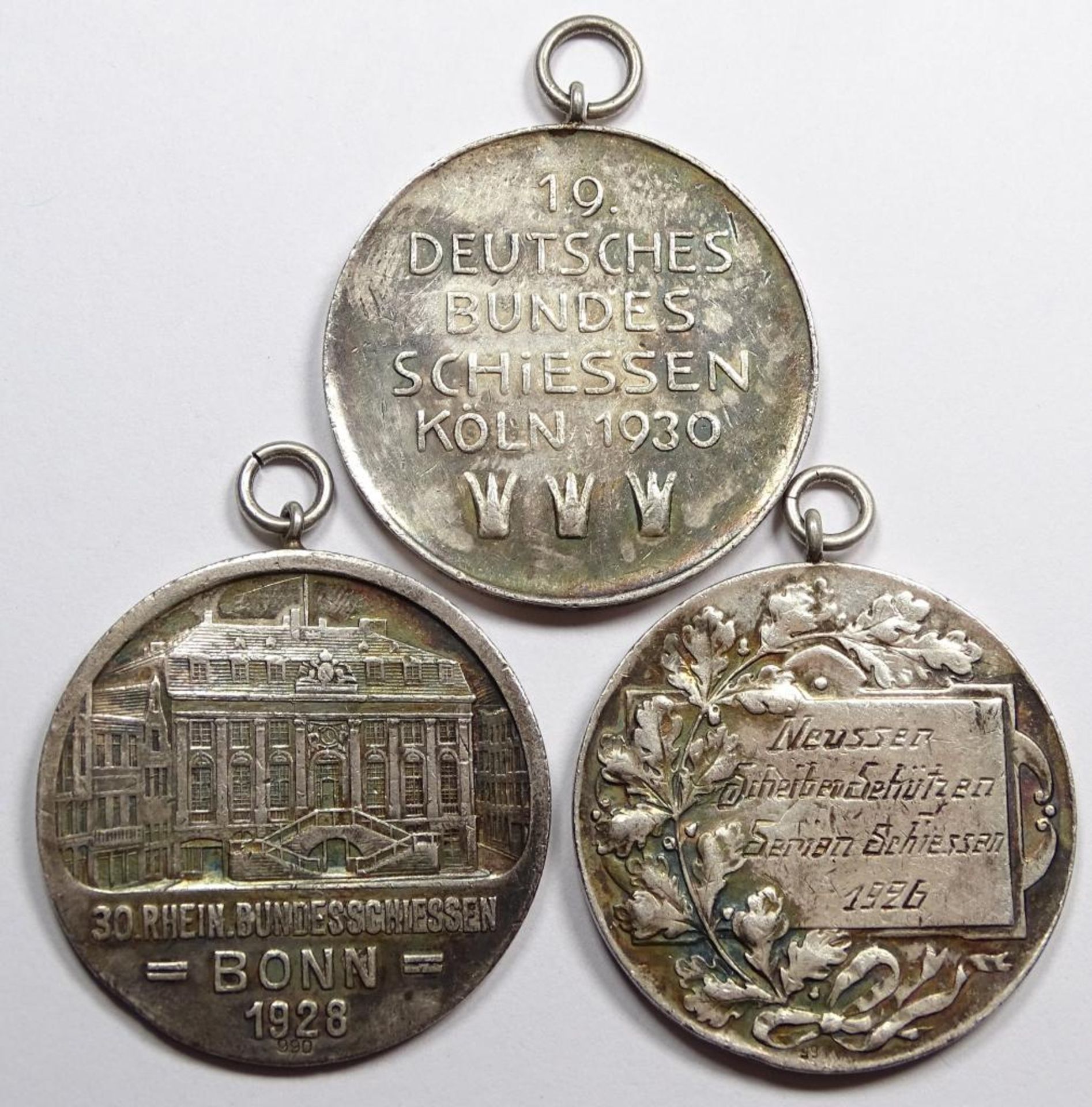 3x div. Medaillen für Bundesschießen,alle Silber,d-4,0cm,ges.Gew.69,8g - Bild 2 aus 2