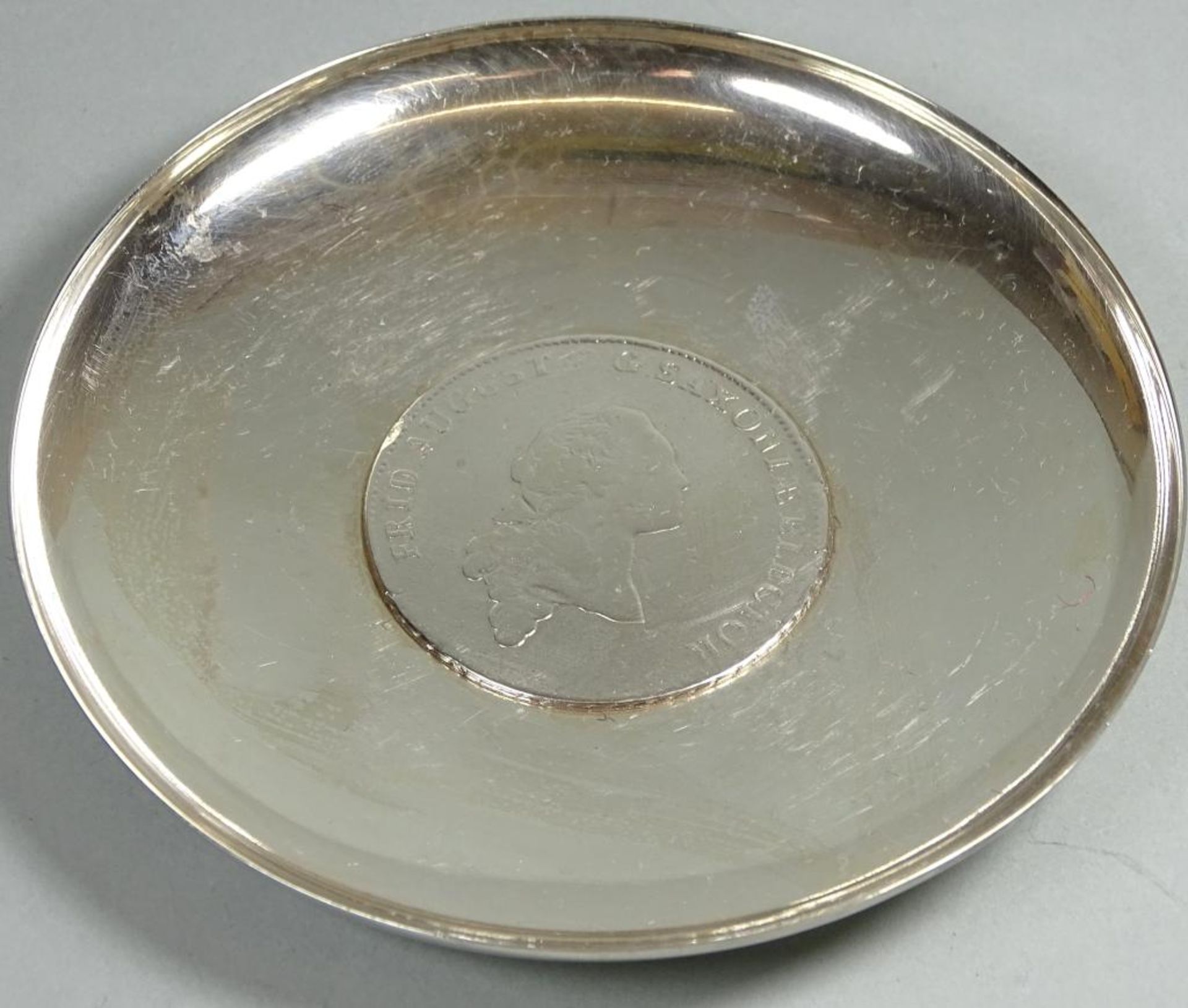 Münzschale,Silber 925/000, mittig Eine Feine Marck 1764,d-10,5cm, 101,4gr