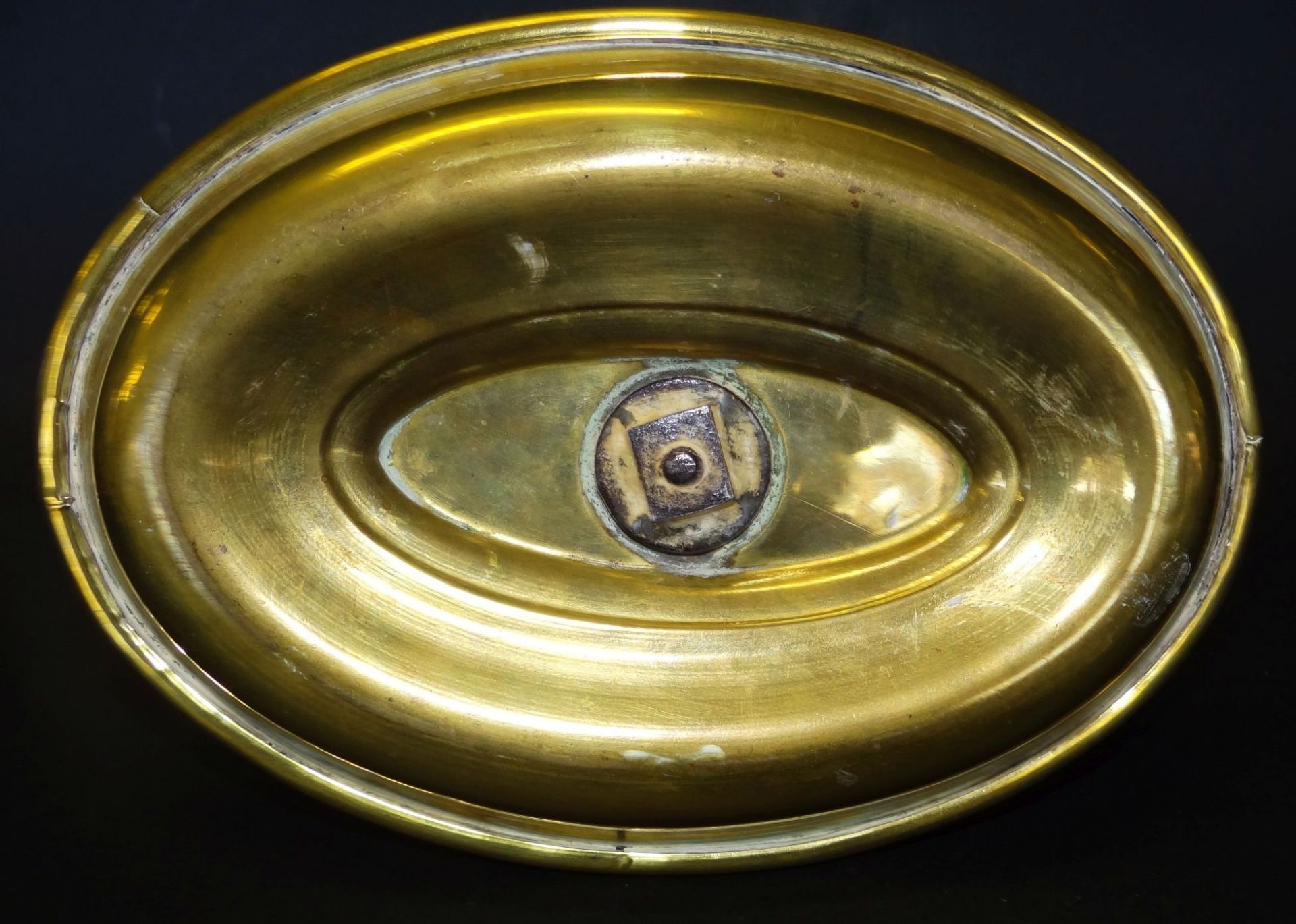 Schiede-Leuchter mit ovaler Schale, Messing, H-16 cm, 20x14 cm - Bild 4 aus 5
