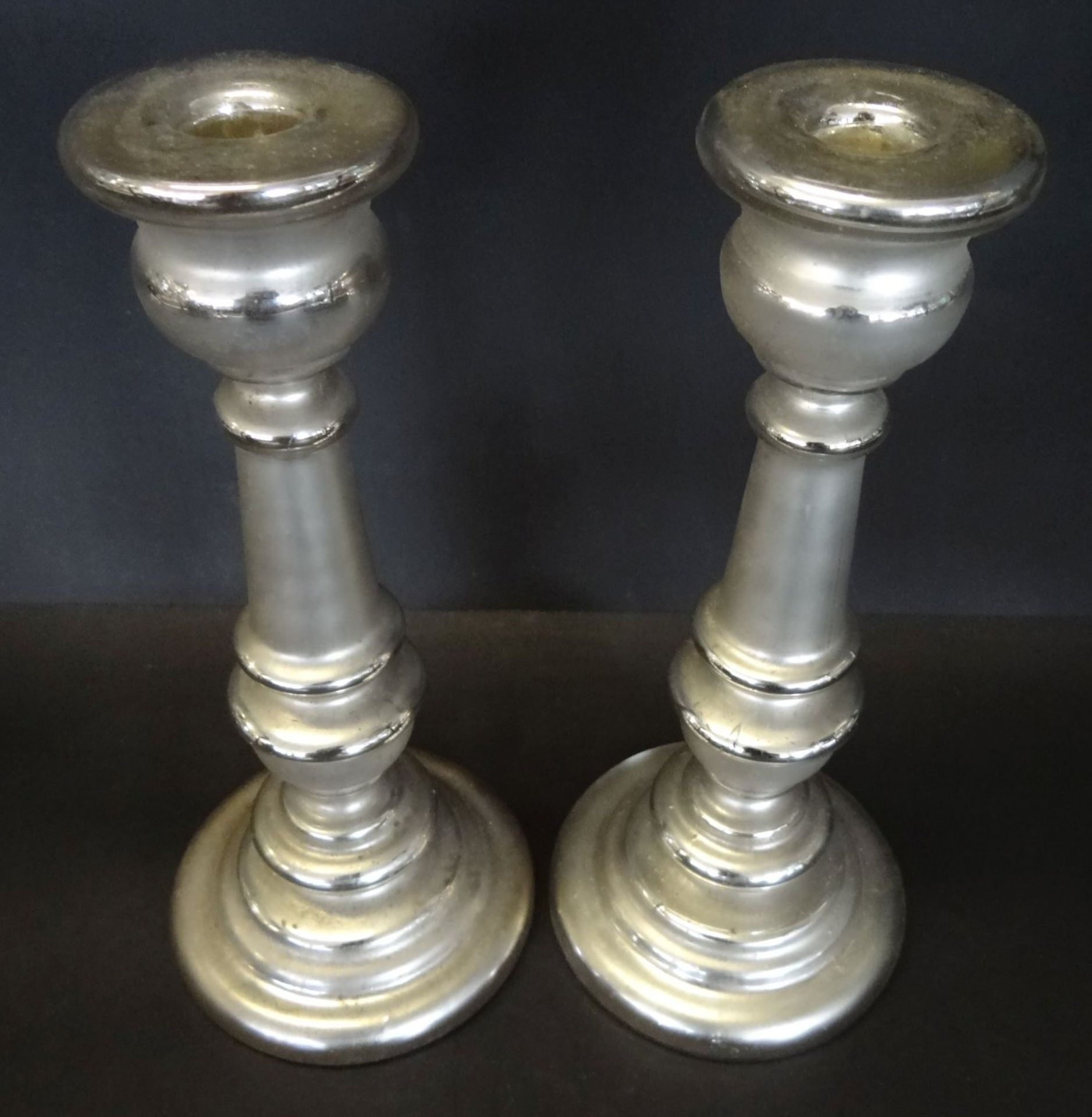 Paar Kerzenhalter, Bauernsilber, , H-21 cm, Alters-u. Gebrauchsspuren - Bild 2 aus 4